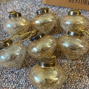 Seven Restoration Hardware Gold Ornaments Christmas Tree Decorations